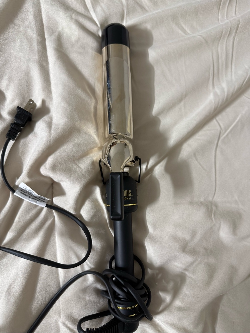 Gold Barrel Curling Iron with Black Handle - Professional Styling